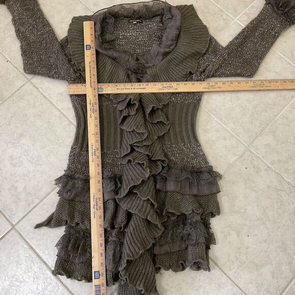 Vtg. Fairy, Whimsy Victorian Wool blend Button Cardigan women’s M Lace Ruffle - Picture 5 of 13